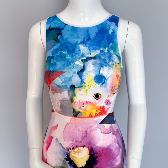 Clover Canyon Fit & Flare Summer Short Dress Scuba Neoprene Sleeveless Cutout S - Picture 11 of 17